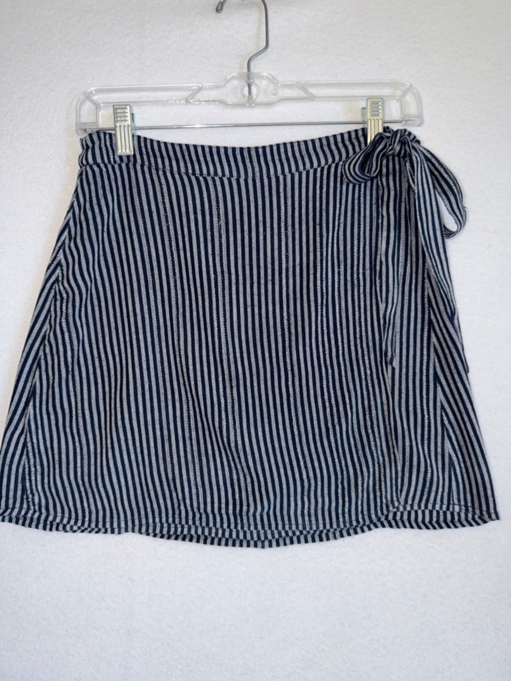 American Eagle Outfitters Navy & White Striped Tie-Waist Mini Skirt